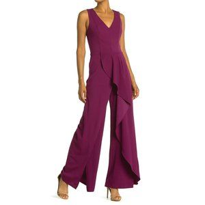 MARINA Sleeveless Open Leg Jumpsuit Maroon Size 10 NWT
